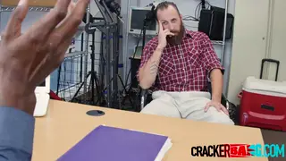Office Worker Bends Over Desk for BBC in Uniform