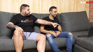 Inked Bear and Muscular Teen Explore Each Other Slowly