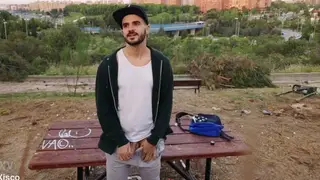 Hairy Bear Strokes Hard Cock Outdoors