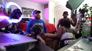 Ebony Babe Handles BBC Threesome With Deep Throat