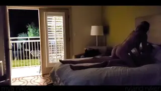 Busty Wife Rides Lover in Hotel Doorway