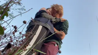 Redhead Rides Interracial Cock in Public Park
