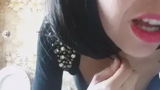 Busty Italian Brunette Pisses on Bathroom Floor