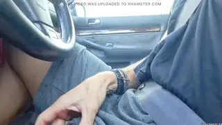 Latino Teen Strokes Uncut Muscle Cock During Risky Car Masturbation