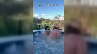 Blonde Latina MILF Rides Boyfriend in Outdoor Hot Tub
