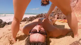 Curvy Teen Swallows Stepdad's Load Before Golden Shower on Beach