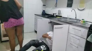 Latina MILF Cheats with Handyman During Footjob Session
