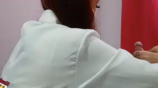 Redhead Nurse Teases a Patient with a POV Handjob