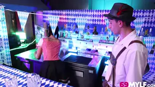 Busty Waitress Performs Titjob in a Busy Club