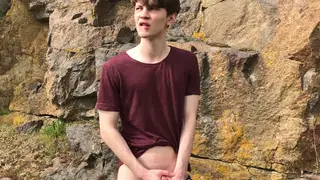 Skinny Teen Strokes Monster Cock Outdoors to Big Finish