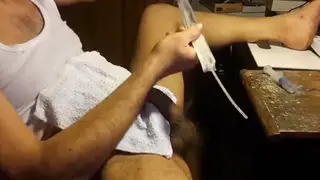 Medical Fetish Clip Shows Catheter Insertion in Uniform