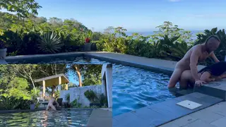 Asian Latina Takes Anal Outdoors by the Pool