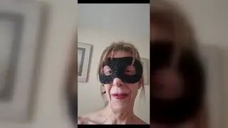 Masked Mature Woman Explores First Solo