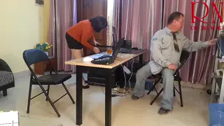Towering Secretary Dominates Her Boss at the Desk