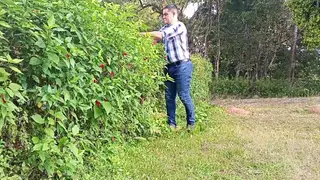Hairy Brazilian Bear Strokes His Massive Cock Outdoors Until He Gushes