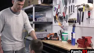 Stepdad Guides Eager Stepson Through First Threesome
