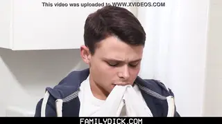 Big-Dicked Stepbrother Face-Fucks His Slim Stepbrother Before a Messy Finish