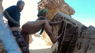 Curvy Latina Takes a Massive Facial on a Public Beach