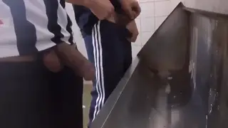Asian Twink Pisses and Strokes at Public Urinal