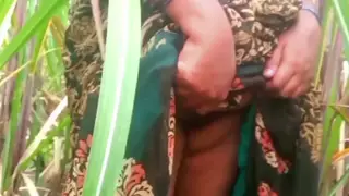 Stepson Joins Brunette Wife in a Village Bathroom