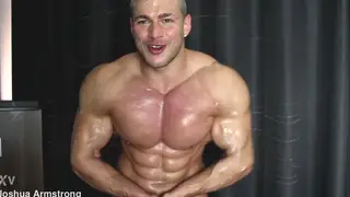Oiled Muscle God Flexes and Strokes on Live Cam