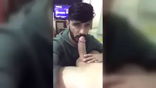 Indian Guy Gets a Blowjob in a Public Bathroom