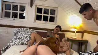 Redhead Dominates Girlfriend Outdoors