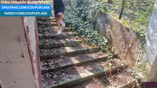 Redhead Takes a Stranger Outdoors While Husband Watches