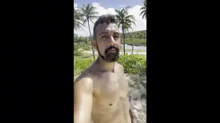 Muscular Latino Flaunts Physique on Public Beach