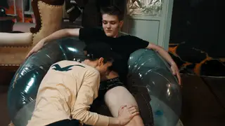 European Twinks Fuck on Inflatable Chair Until Oral Finale