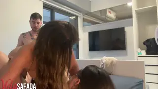 Latina Hotwife Takes Two Cocks in a Cuckold Bedroom Threesome