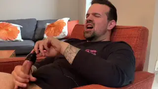 Tattooed Daddy Strokes Big Cock to Facial Finish