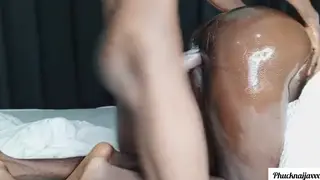 Petite Ebony MILF Takes BBC Doggystyle at Desk