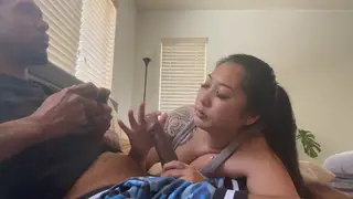 Busty Asian Sucks BBC While Boyfriend Games