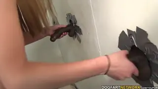 Petite Blonde Takes BBC Facials at Gloryhole