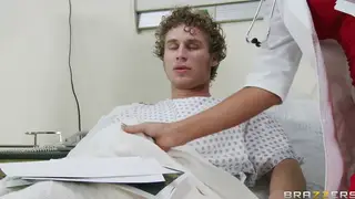 Busty Brunette Nurse Treats Her Doctor in the Hospital