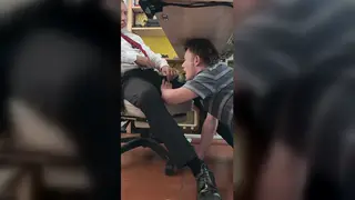Submissive Twink Services Uncut Boss Beneath the Desk