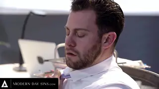 Busty Blonde Maid Takes Rough Anal on Boss's Desk
