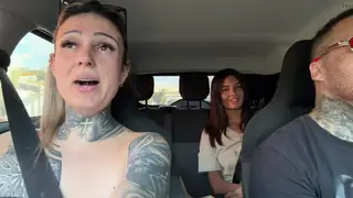 Blonde and Ebony Women Share Stranger in Car Casting