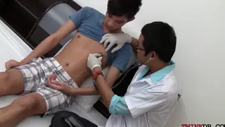 Slender Asian Student Takes Doctor From Behind in Clinic
