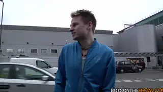 Three Slim Guys Share Deep Oral and Anal in a Van