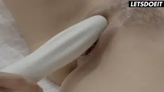 Busty Brunette Dominates with Toys Before Cumshot