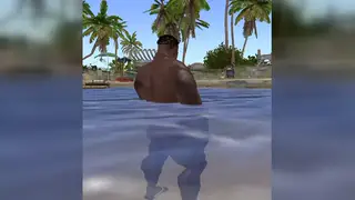 Muscular Black Stud Poses by the Lake