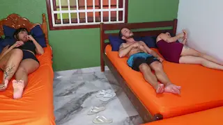 Latina Wife Enjoys Oral Pleasure While Husband Observes Nearby
