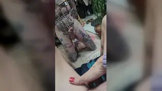 Mature Femdom Binds Partner for Foot Worship Session