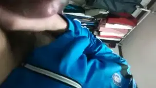 Asian Latino Stud Jerks Off and Covers His Lips on Cam