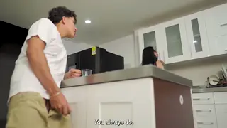 Voluptuous Latina BBW Rides Stepbrother in Kitchen Encounter