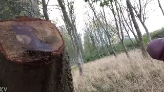 European Man Pisses Outdoors Near Trees