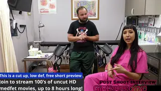 Curvy Brunette Gets Medical Massage In Latex Gloves