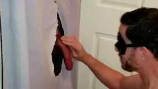 Hairy Hunk Gets Anonymous Oral Through a Gloryhole